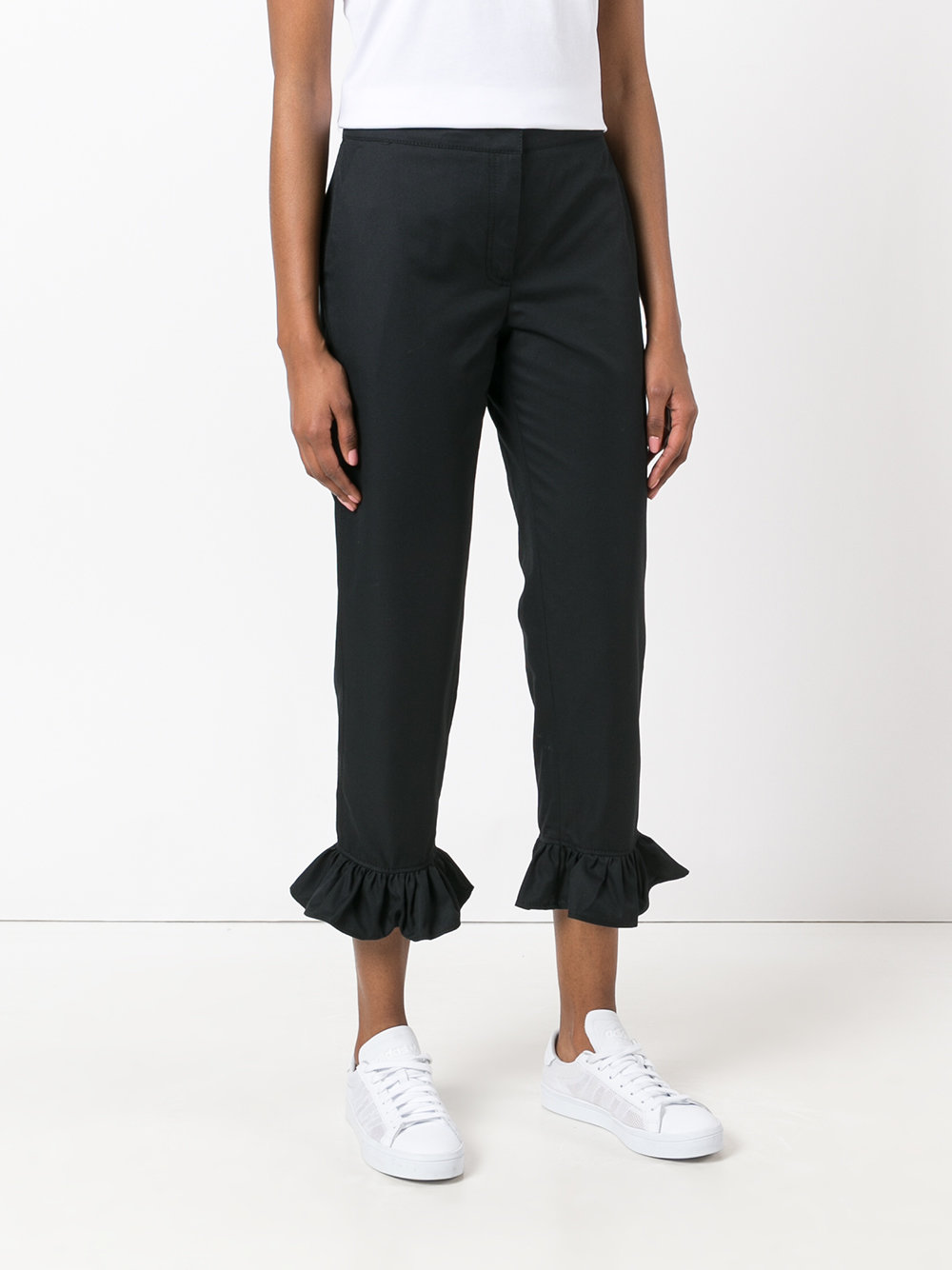 frill trim cropped trousers