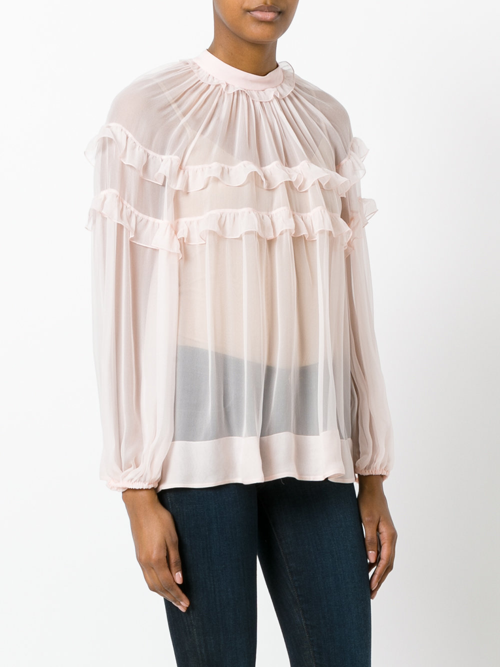 ruffled sheer blouse