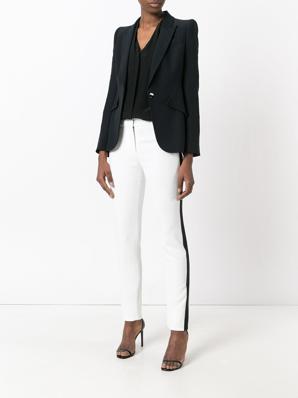 two-tone slim trousers