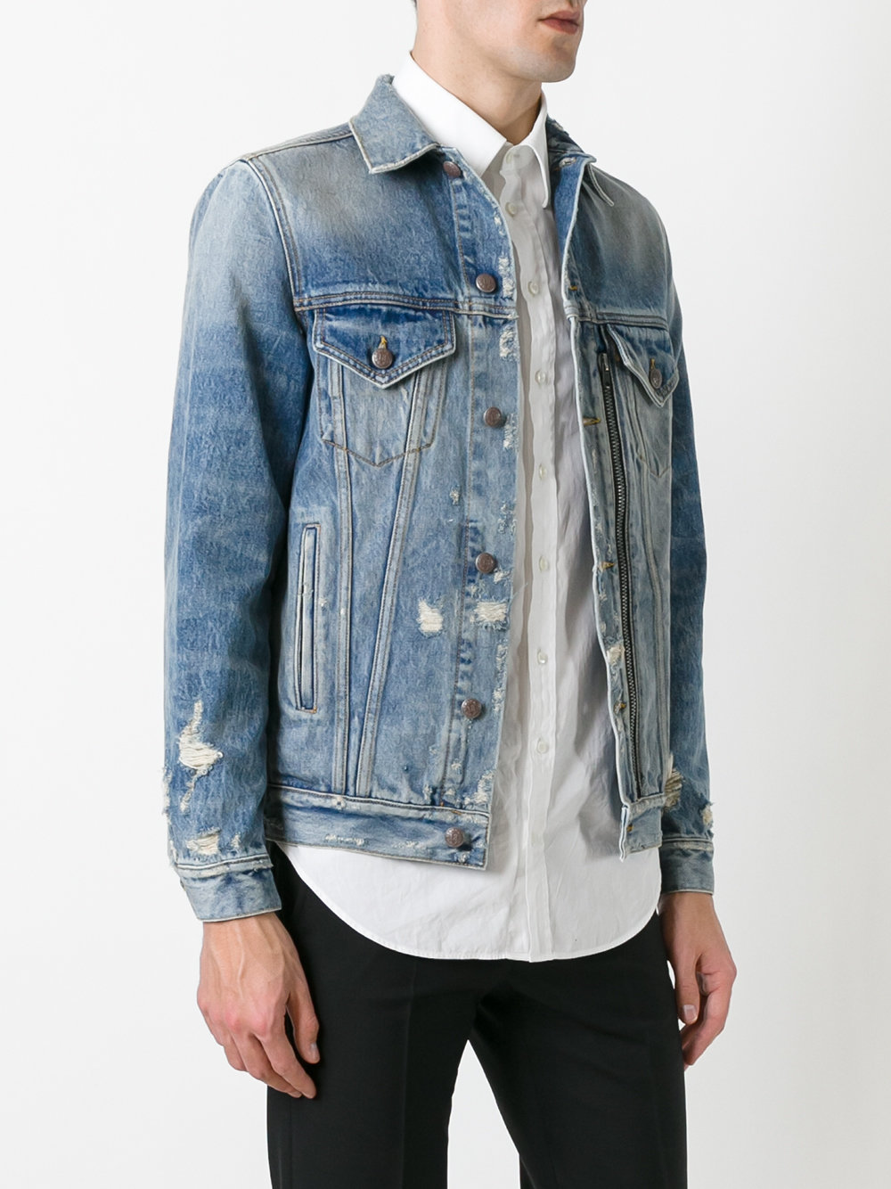 zipped front denim jacket
