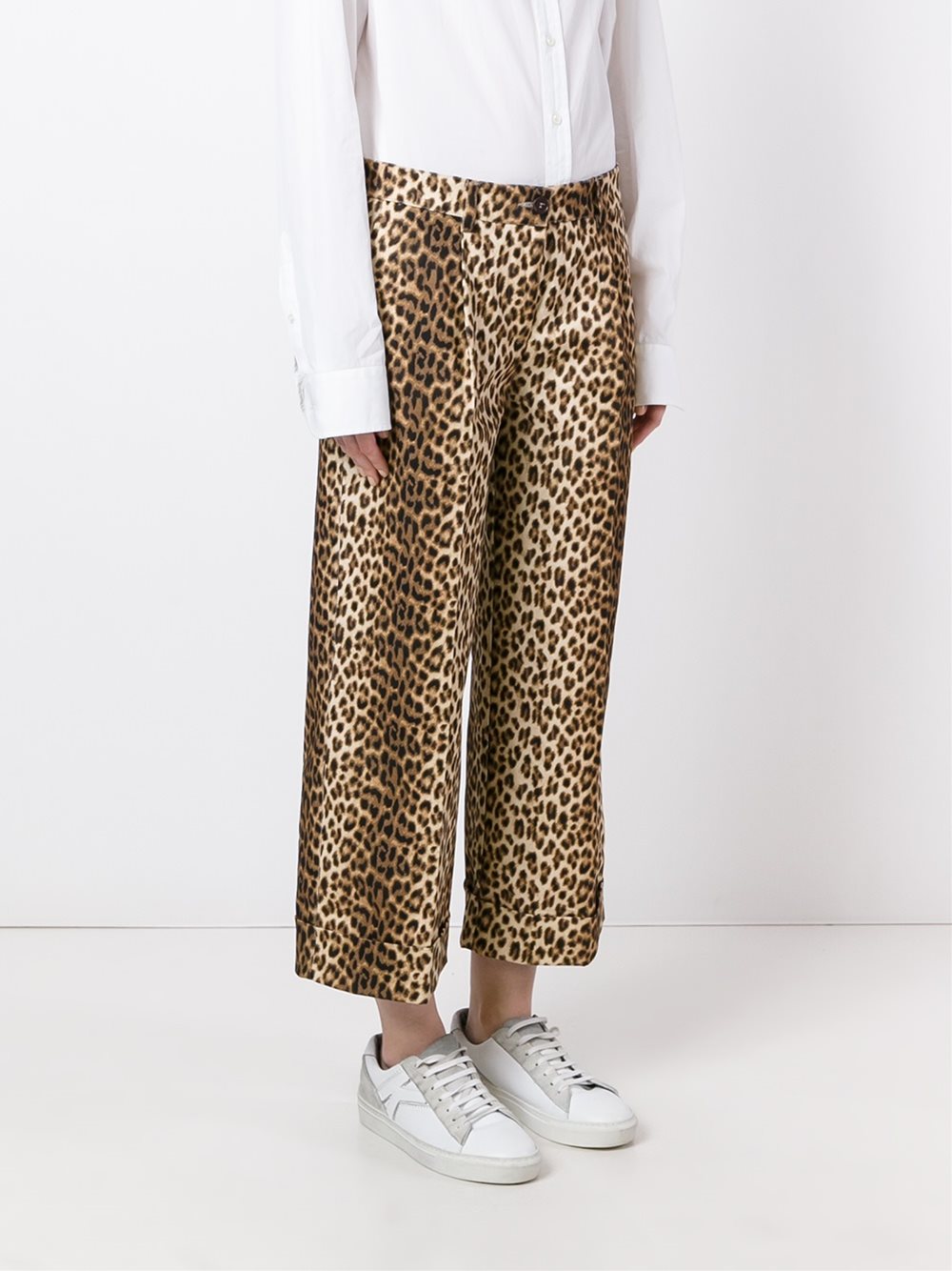 leopard print cropped trousers