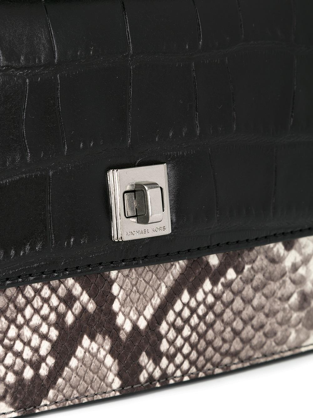 snakeskin print shoulder bag