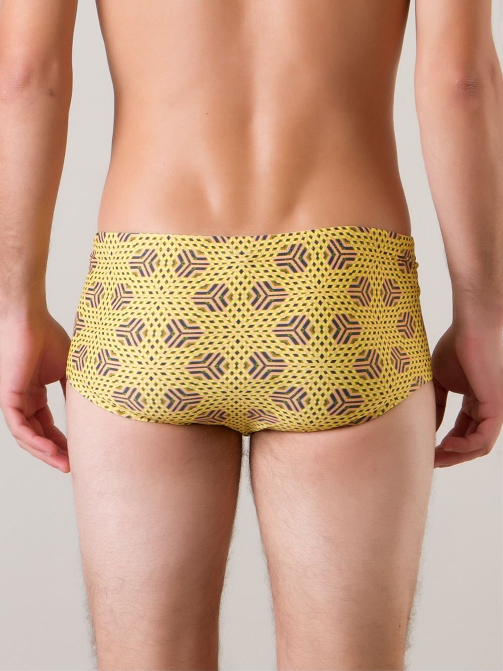 printed swim trunks