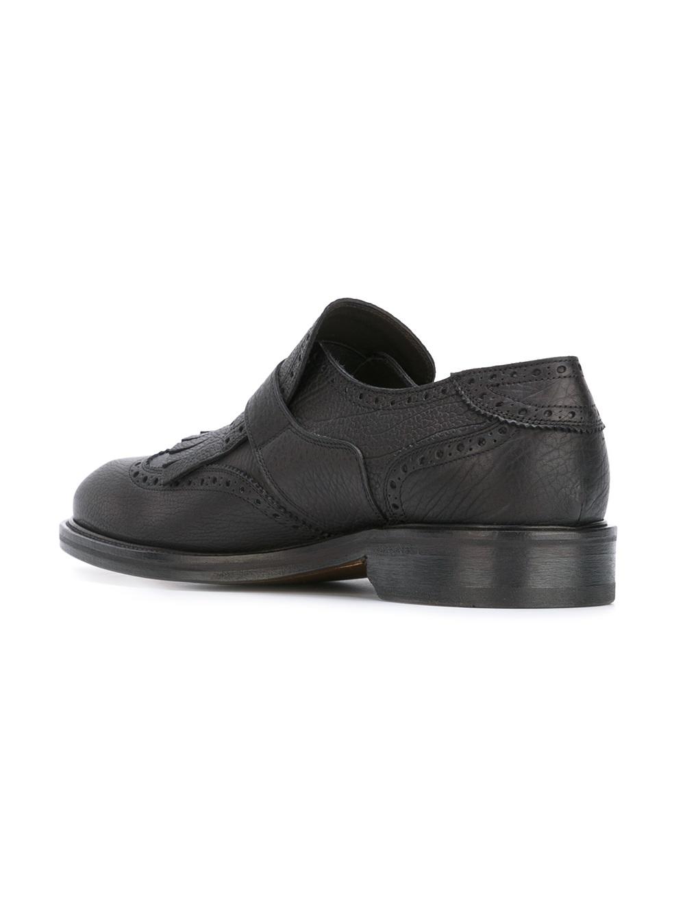 fringe trim brogue monk shoes