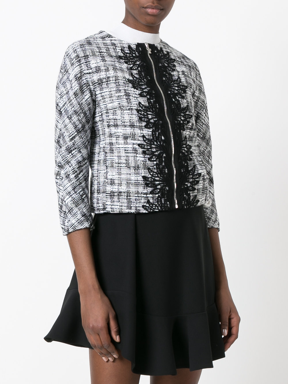 jacquard trim cropped jacket