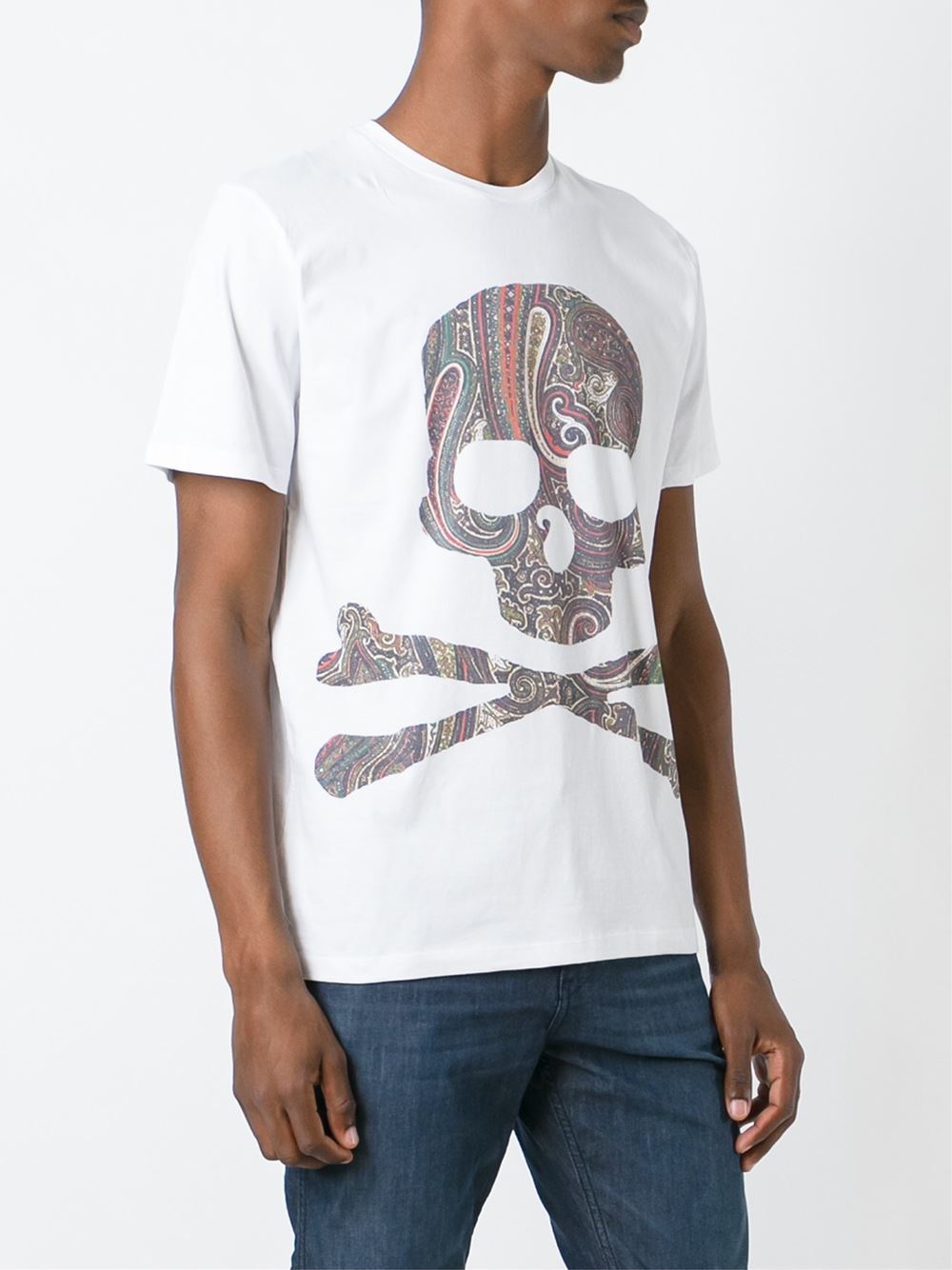 paisley print skull and bones patch T-shirt
