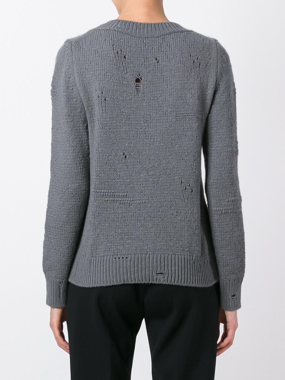 distressed knit jumper