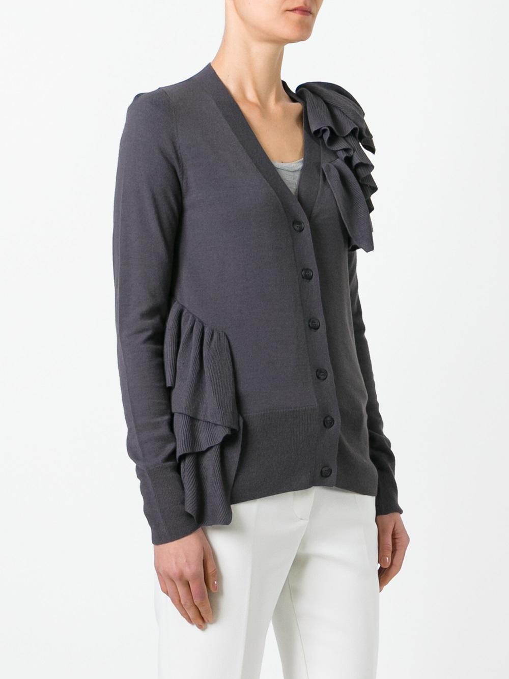 ruffled detail V-neck cardigan