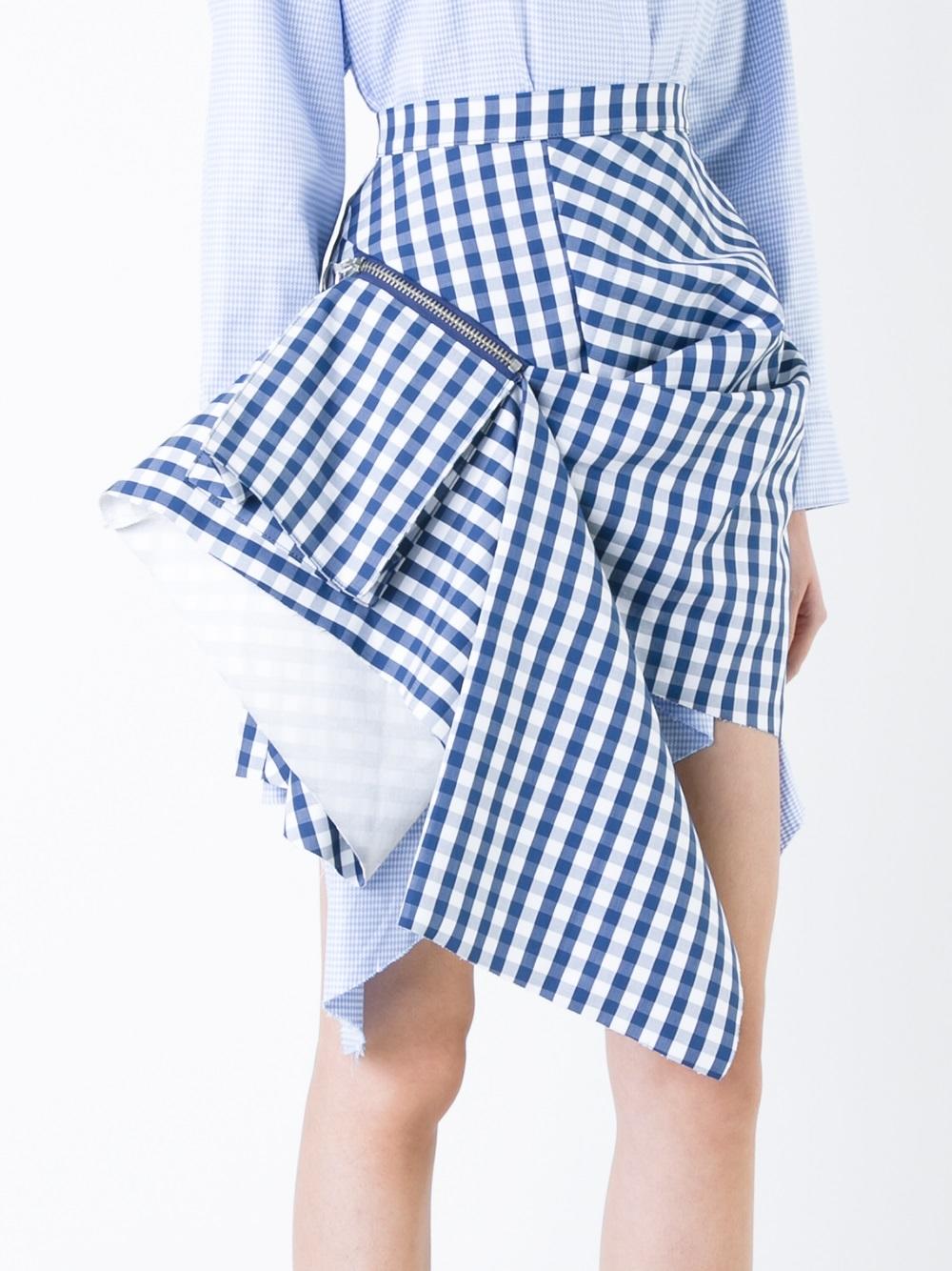 checked zipped skirt
