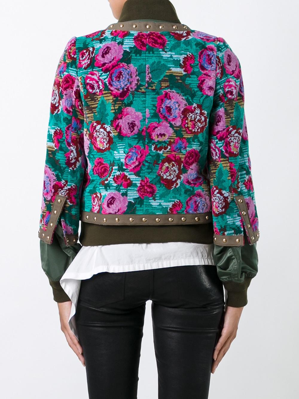 floral jacquard bomber