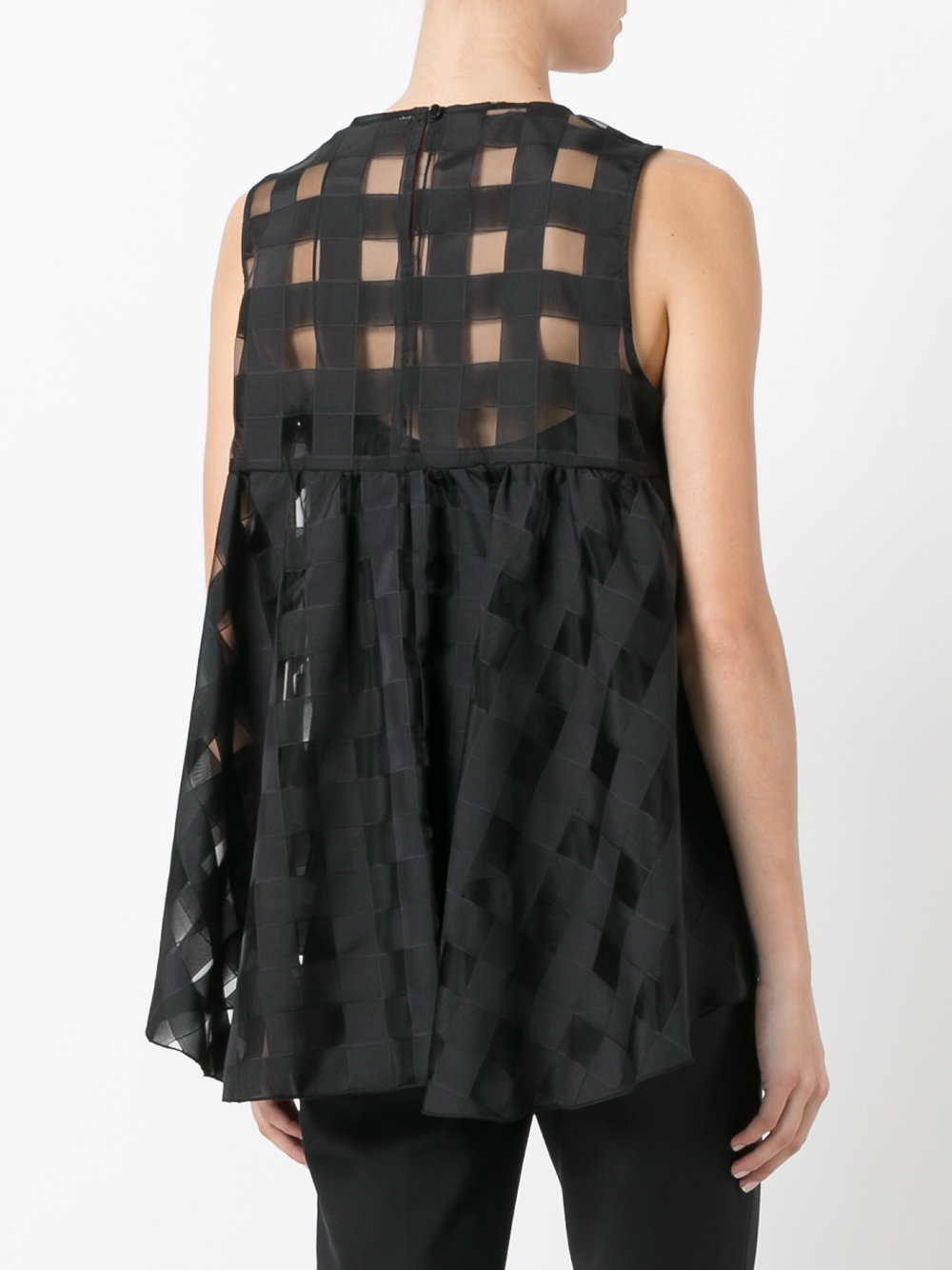 sheer square-cut blouse