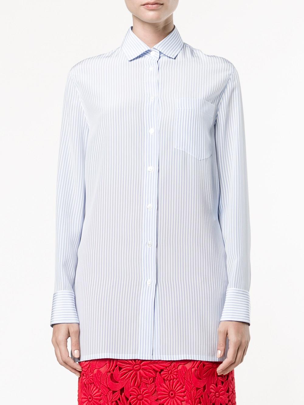 cut out back pinstriped shirt
