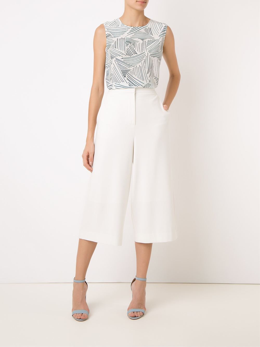 sleeveless printed blouse