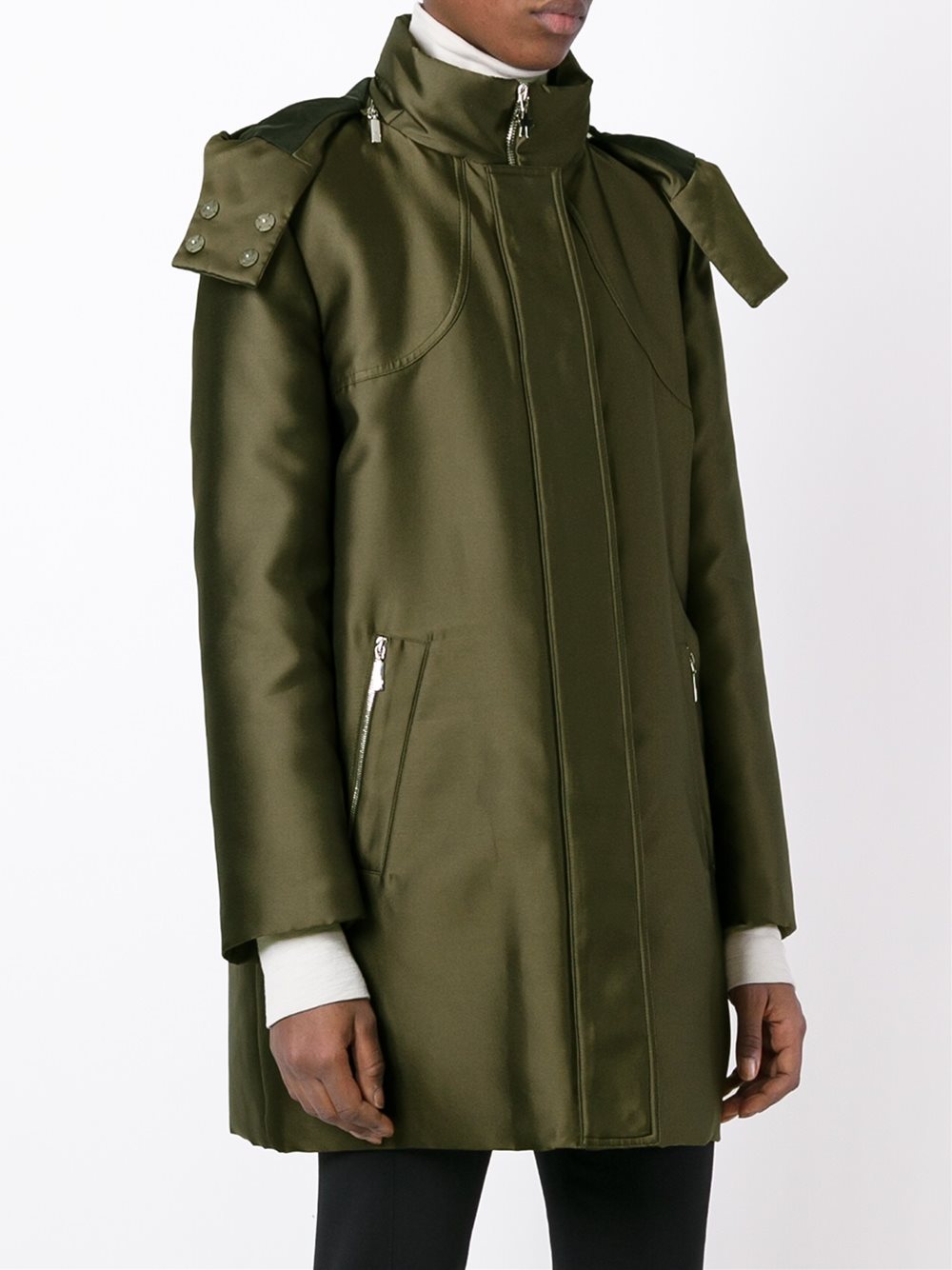 high neck hooded coat
