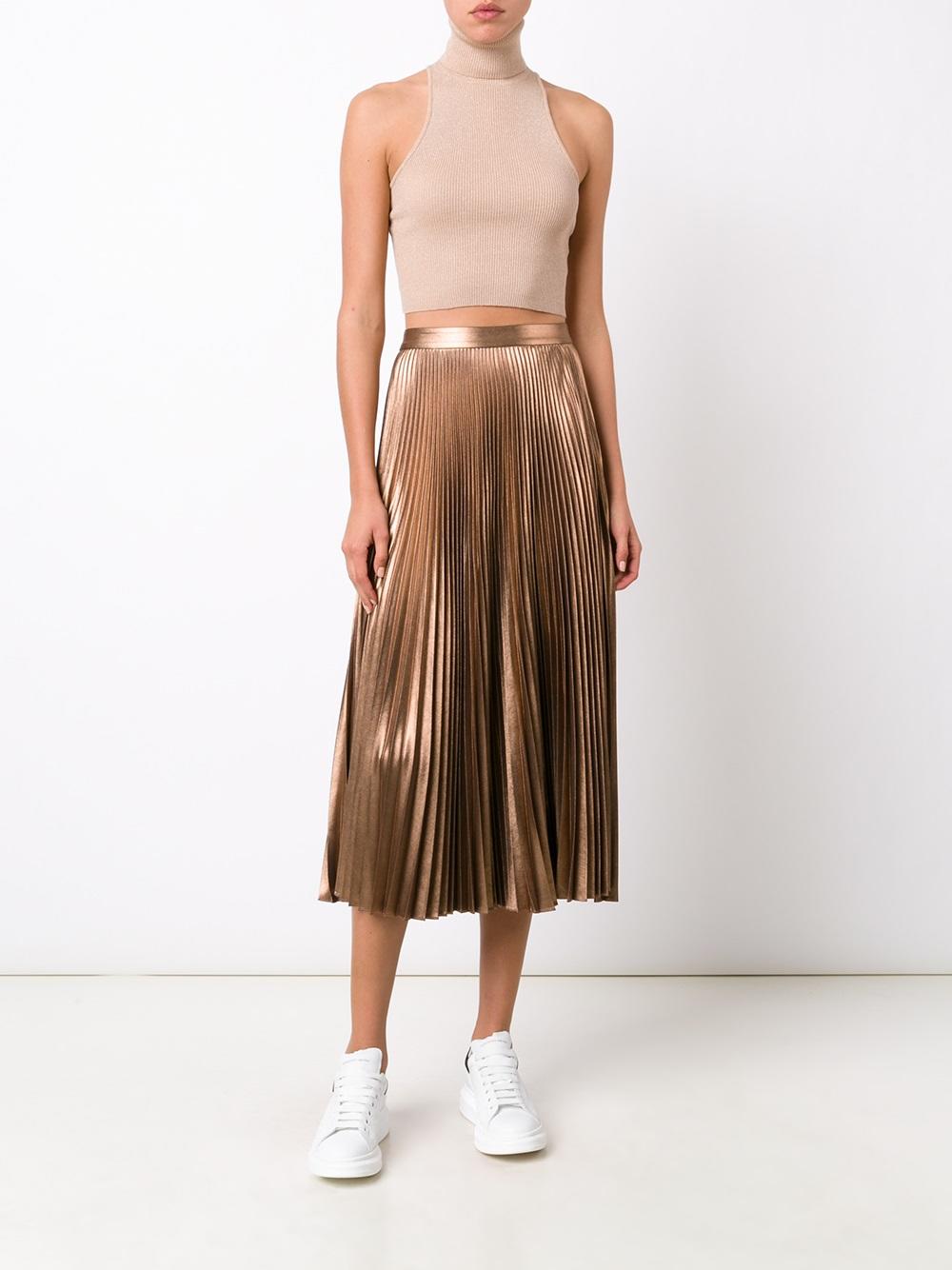 metallic pleated skirt