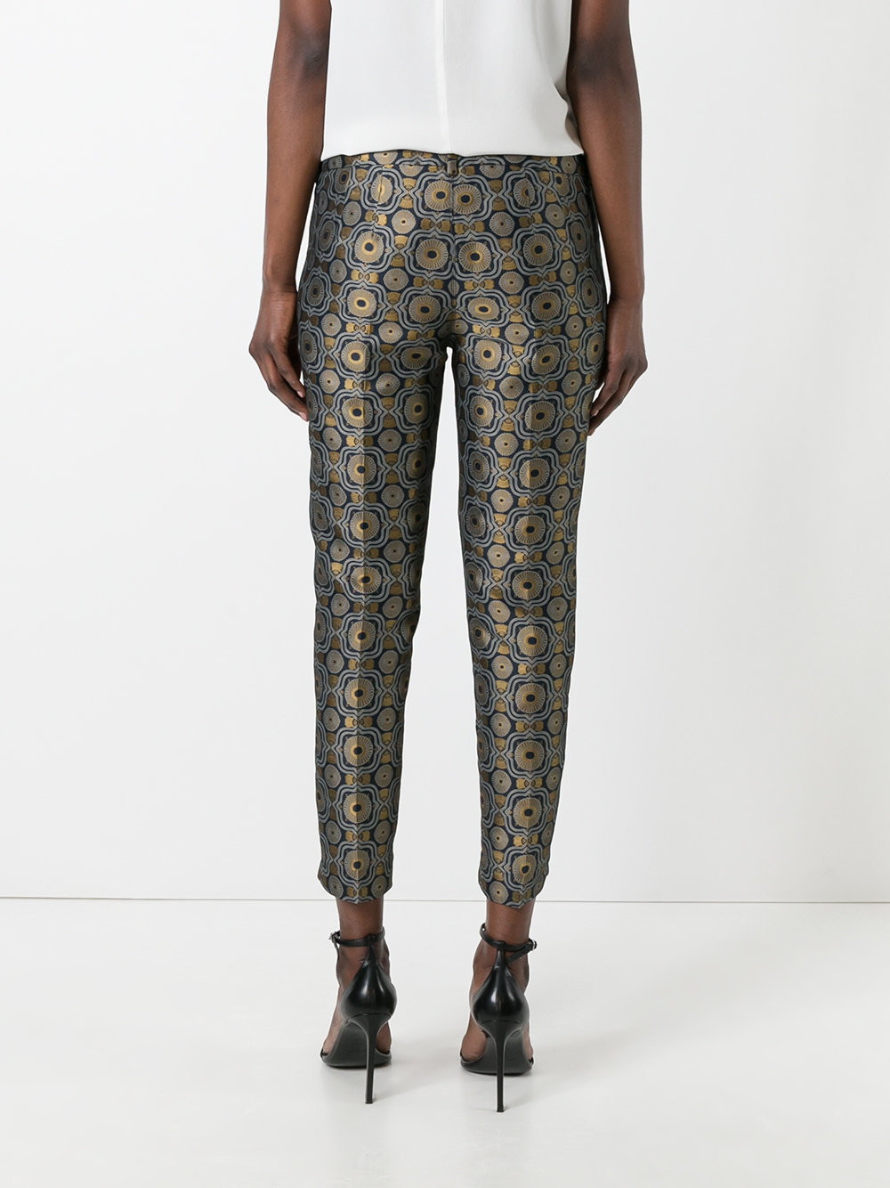 geometric pattern cropped trousers