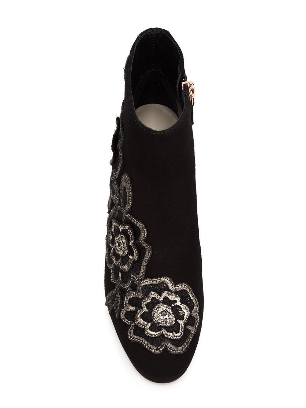 floral patch ankle boots