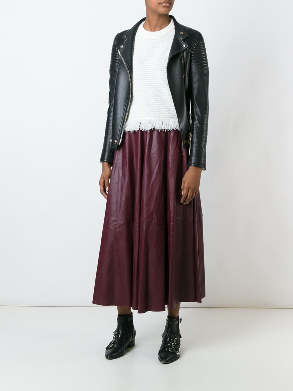 pleated leather skirt