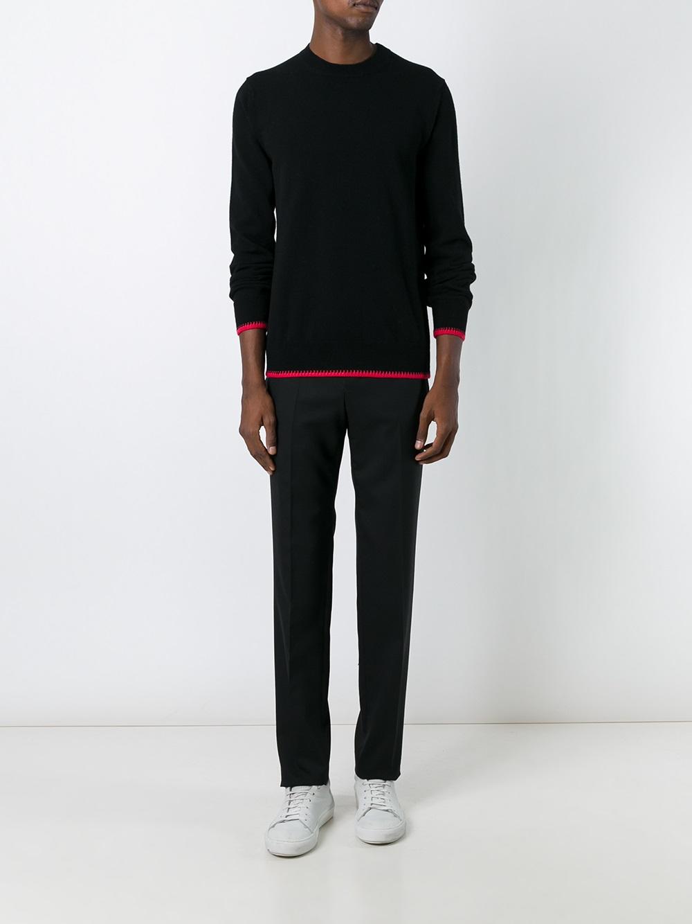 contrast trim crew neck sweater