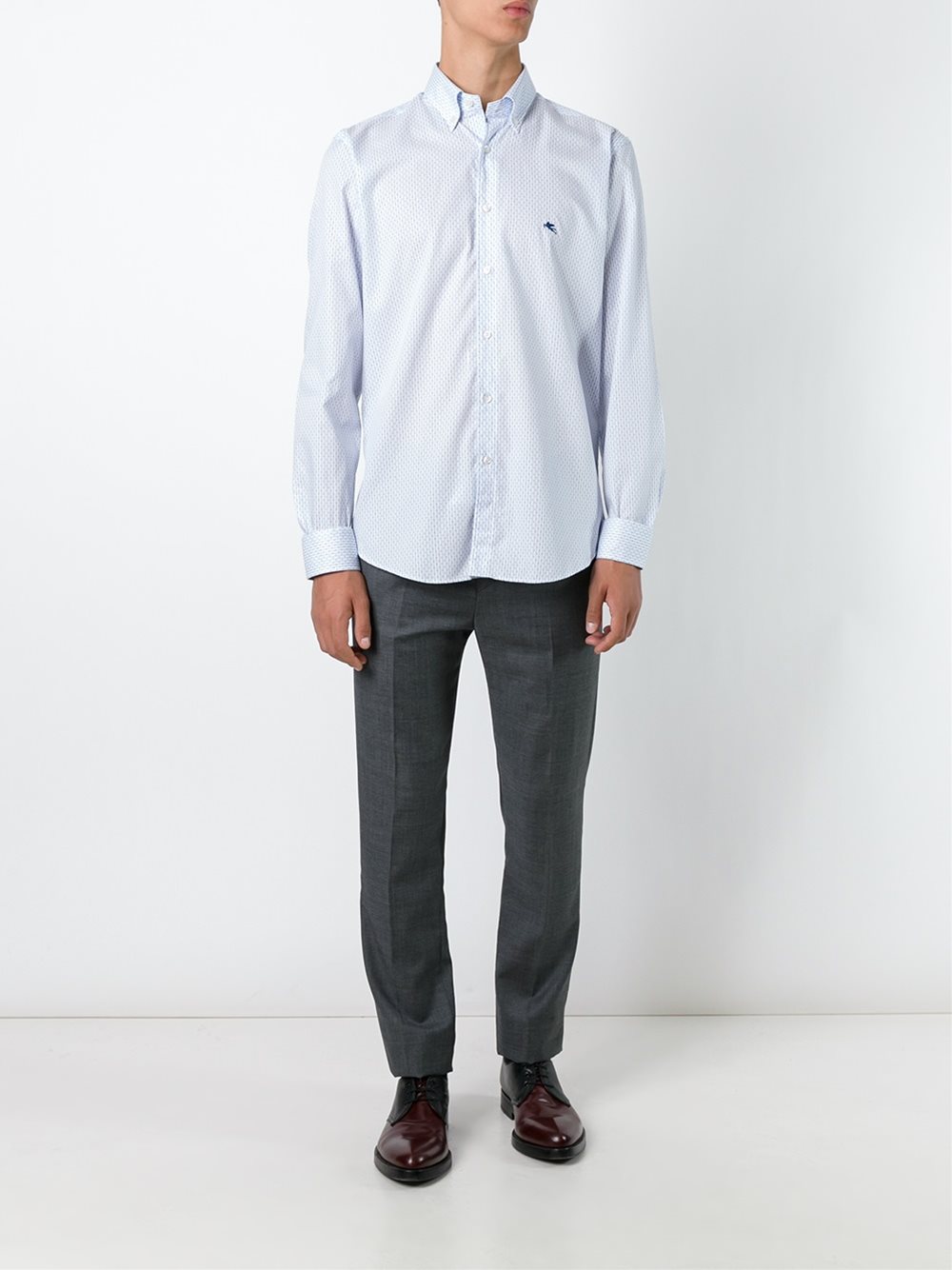 micro print button down shirt