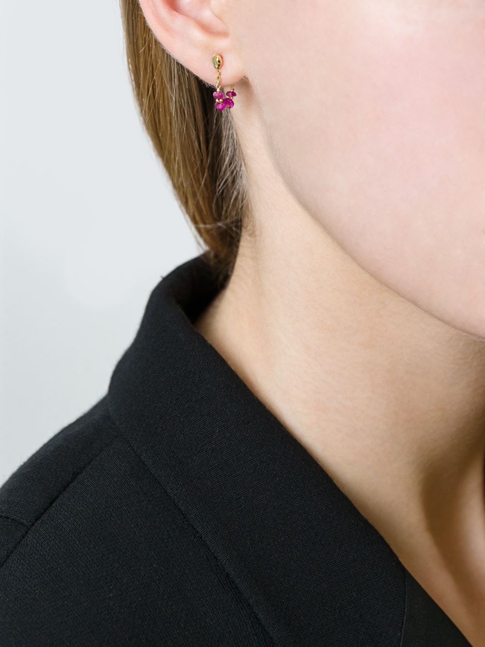 pink spinel drop stud earrings