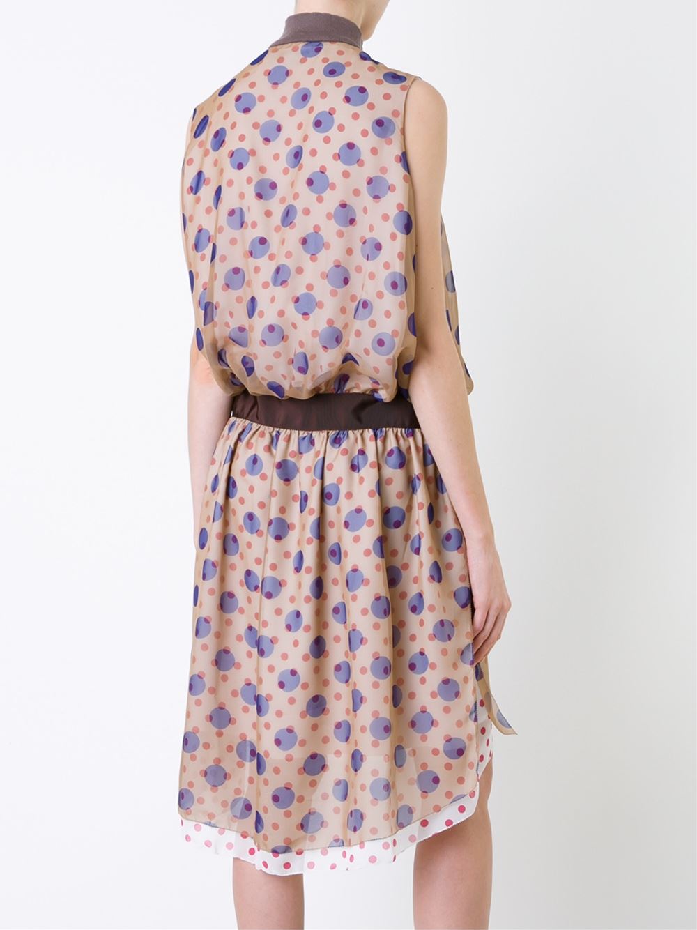 dots print long tail dress