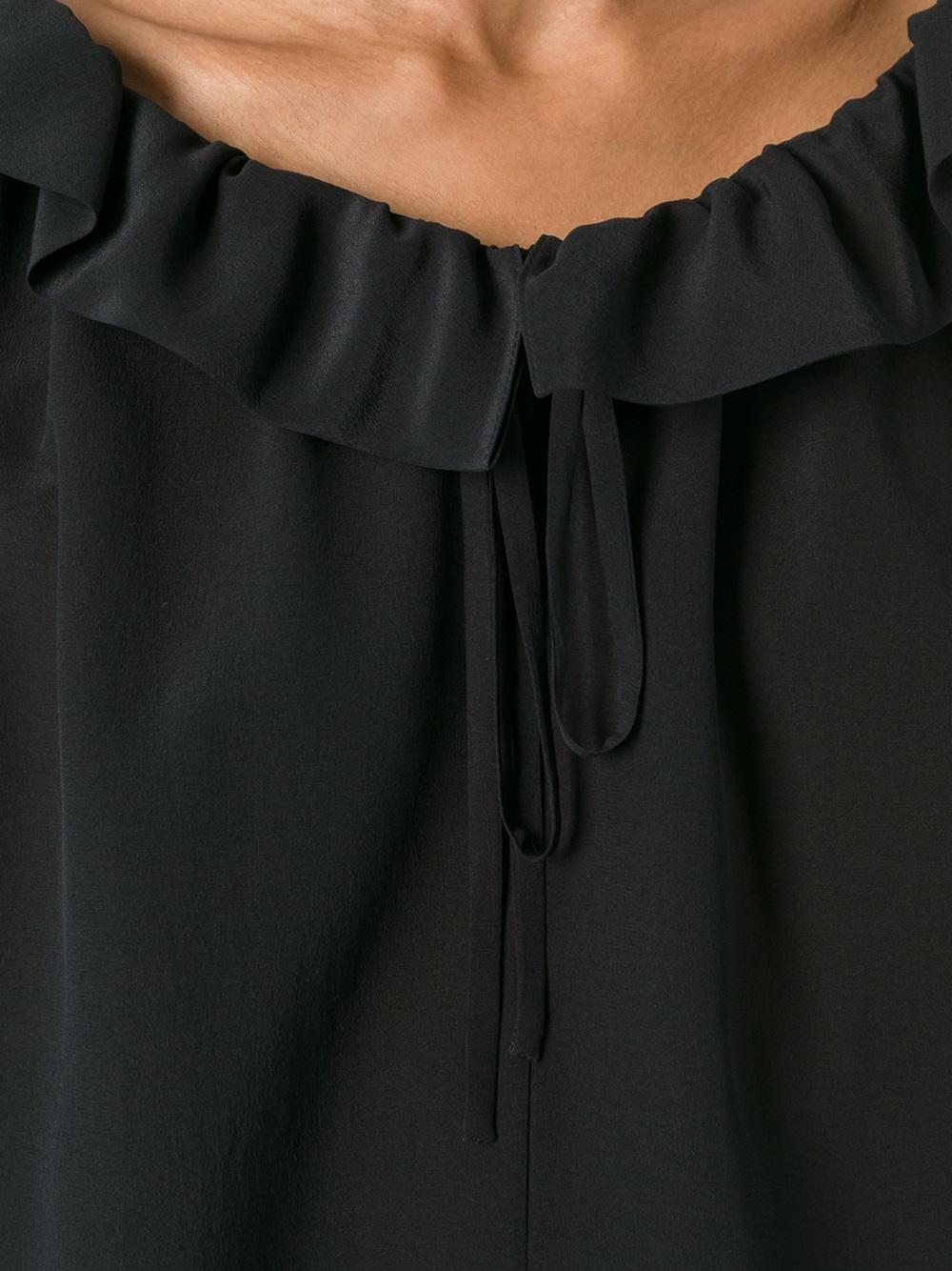 ruffled neck fastening blouse