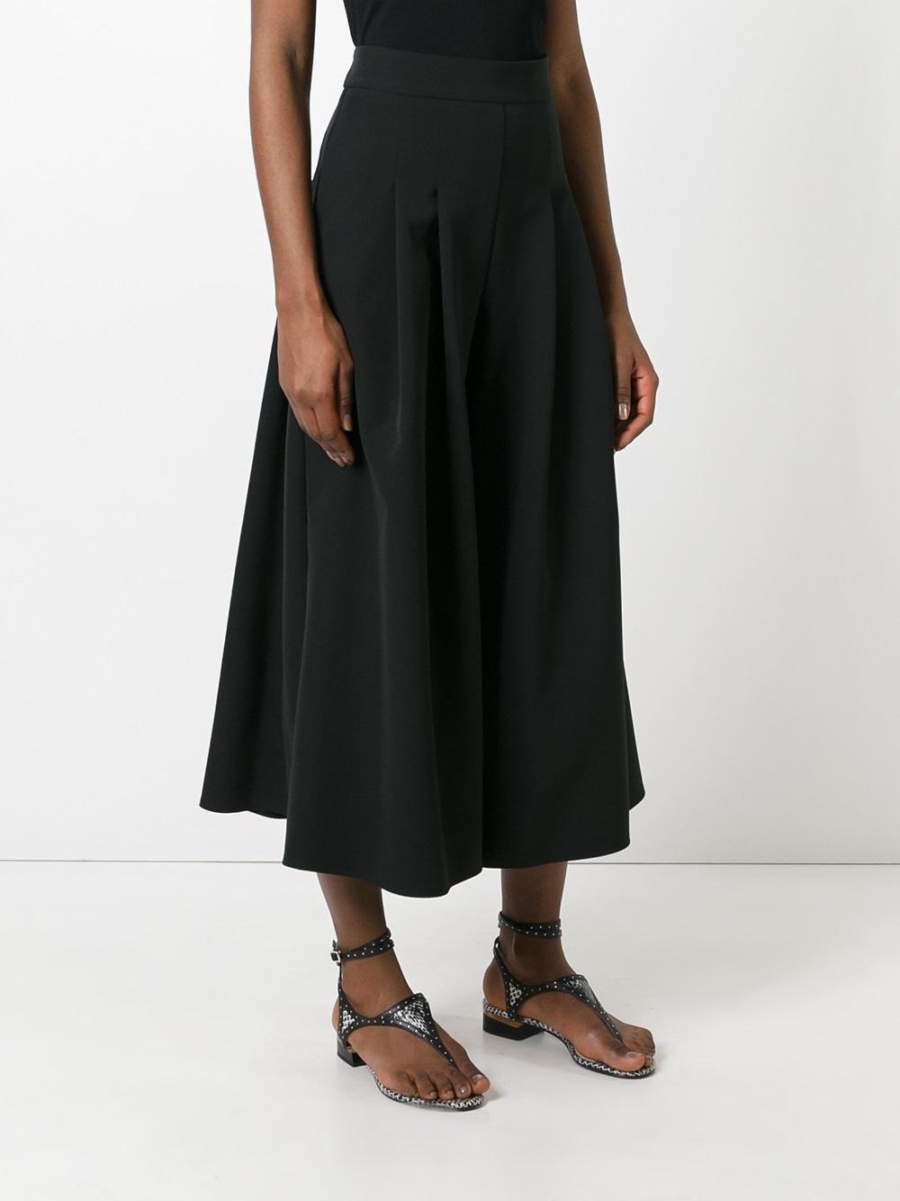 pleated wide-legged cropped trousers