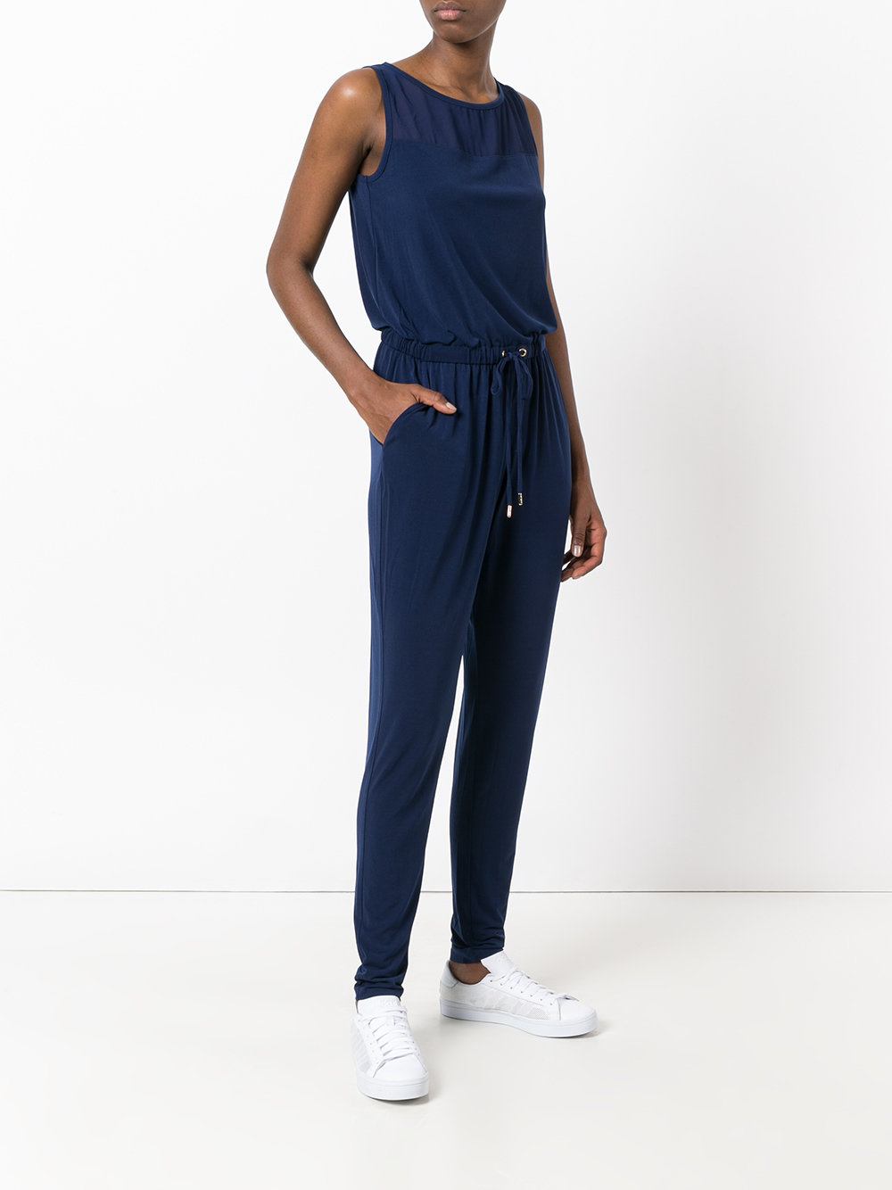 drawstring tapered leg jumpsuit