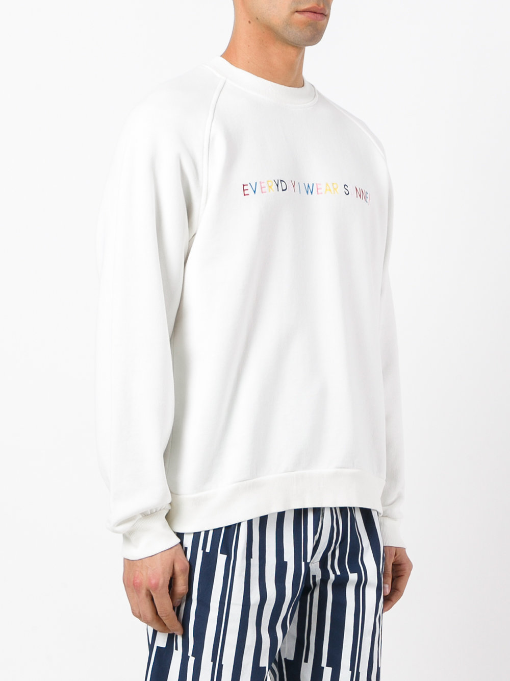multicoloured embroidered slogan sweatshirt