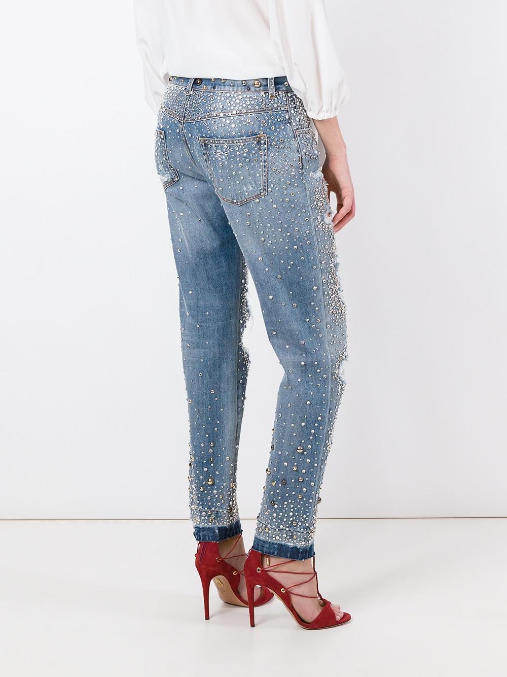 rhinestone ripped boyfriend jeans