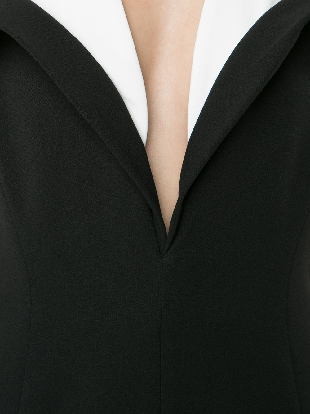 正面开衩双色晚礼服