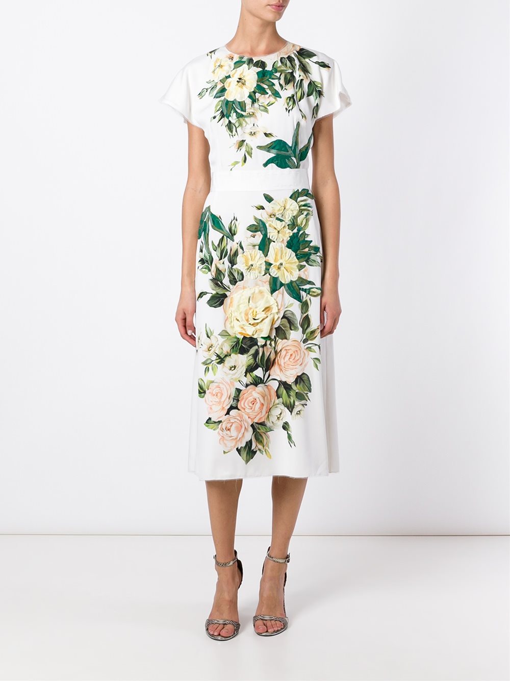 rose print midi dress