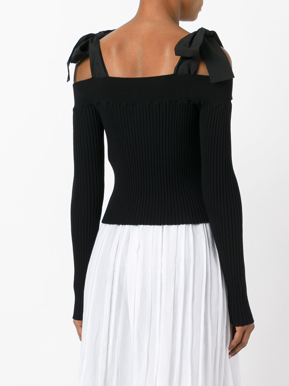 lace-up straps knitted blouse