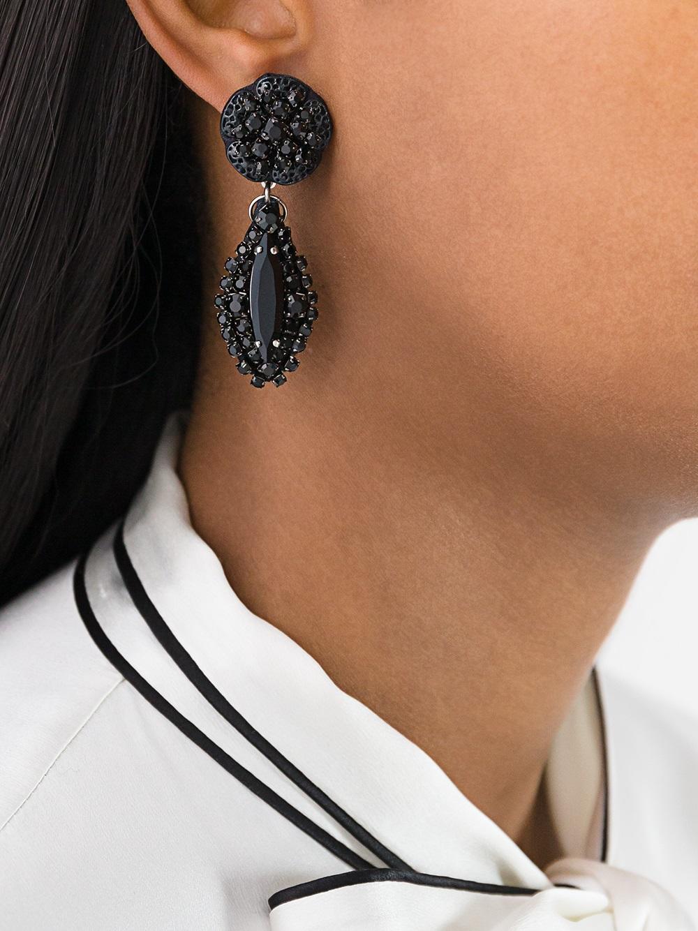 stone embellished pendant earrings