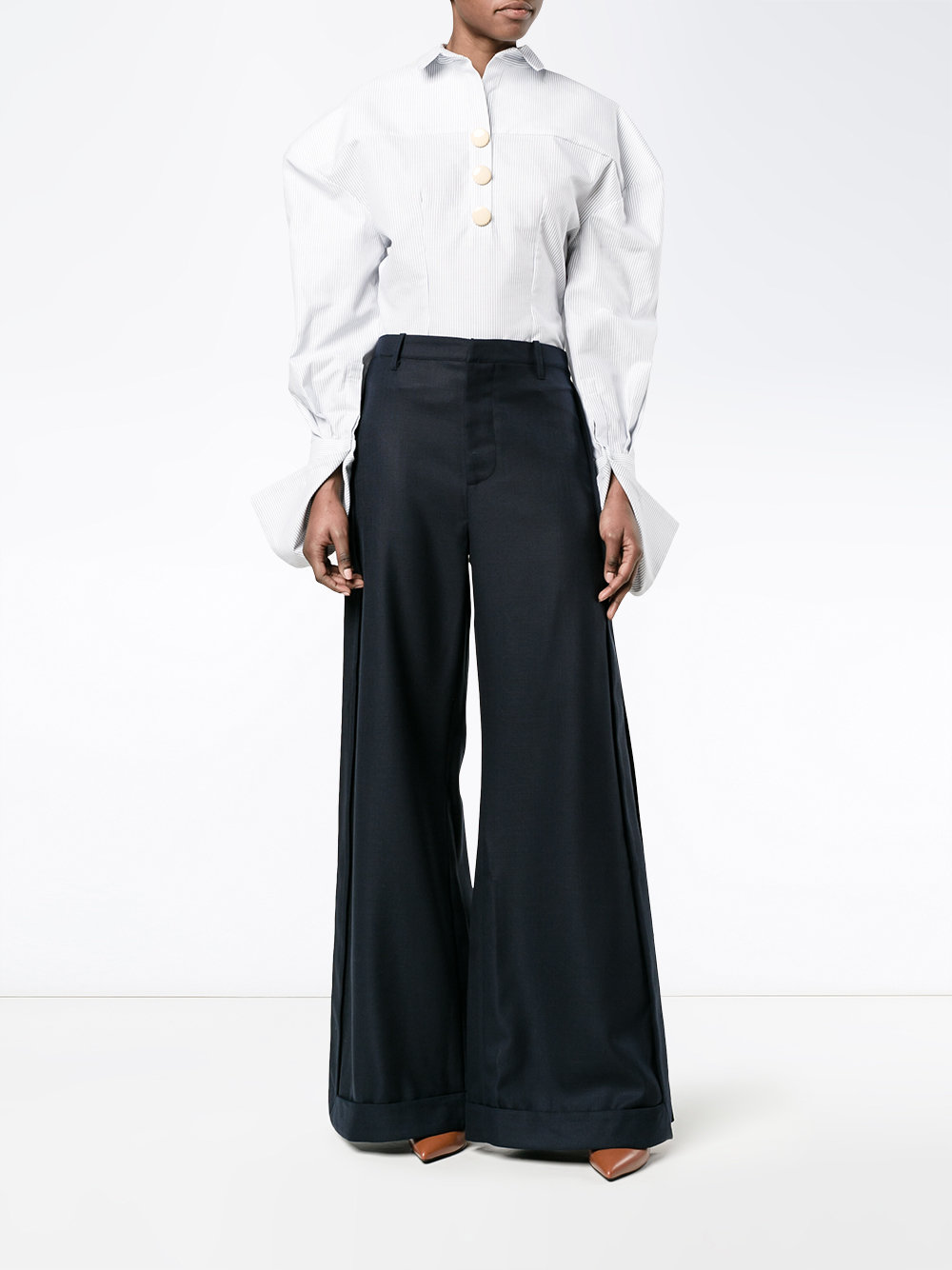 high waisted wide-leg trousers