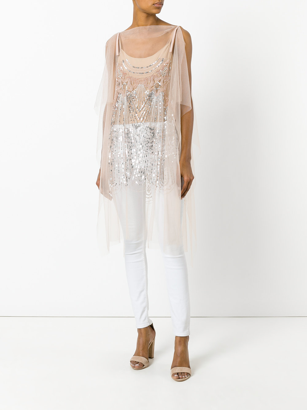 sequin embellished sheer blouse 