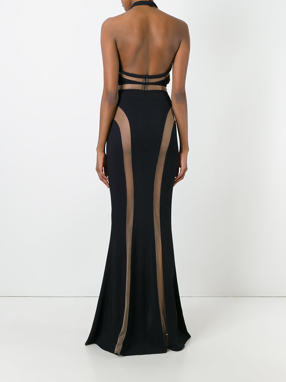 sheer panel evening gown