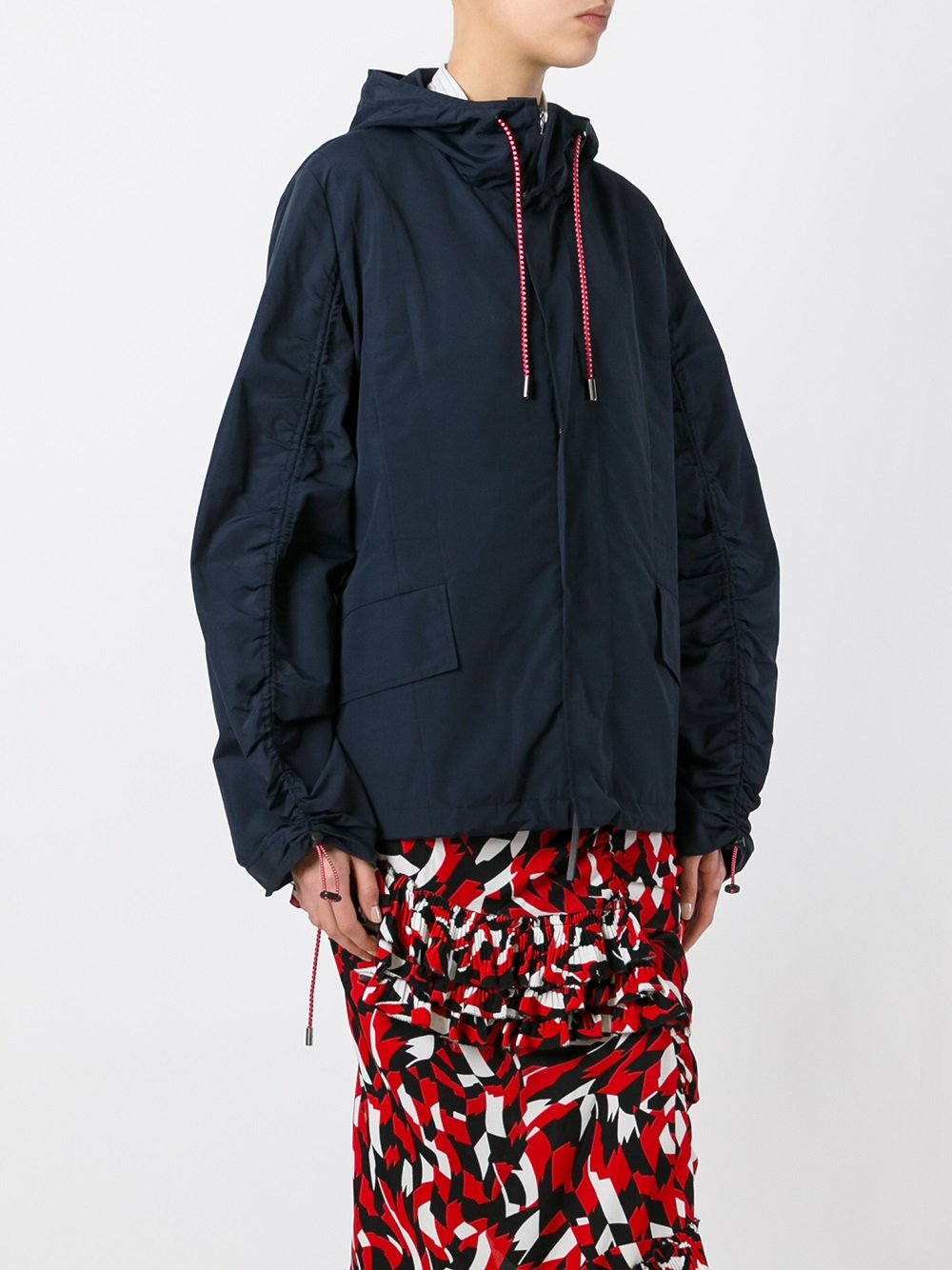 drawstring sleeve parka jacket