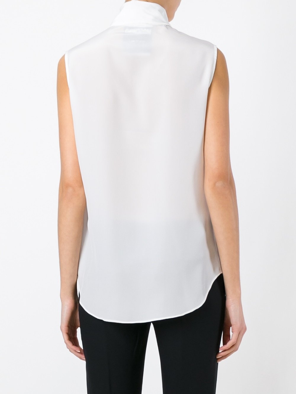 sleeveless neck tie blouse