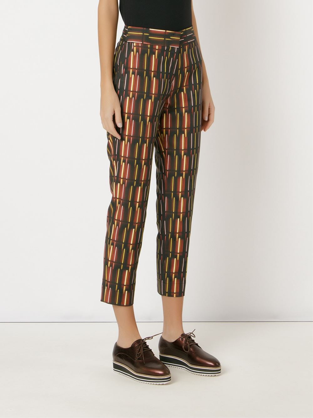 mid-rise printed straight trousers