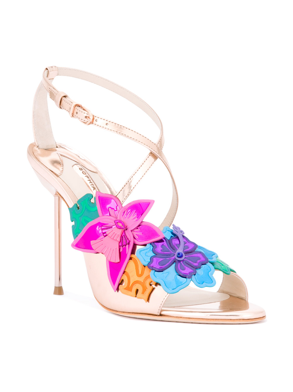 floral metallic sandals