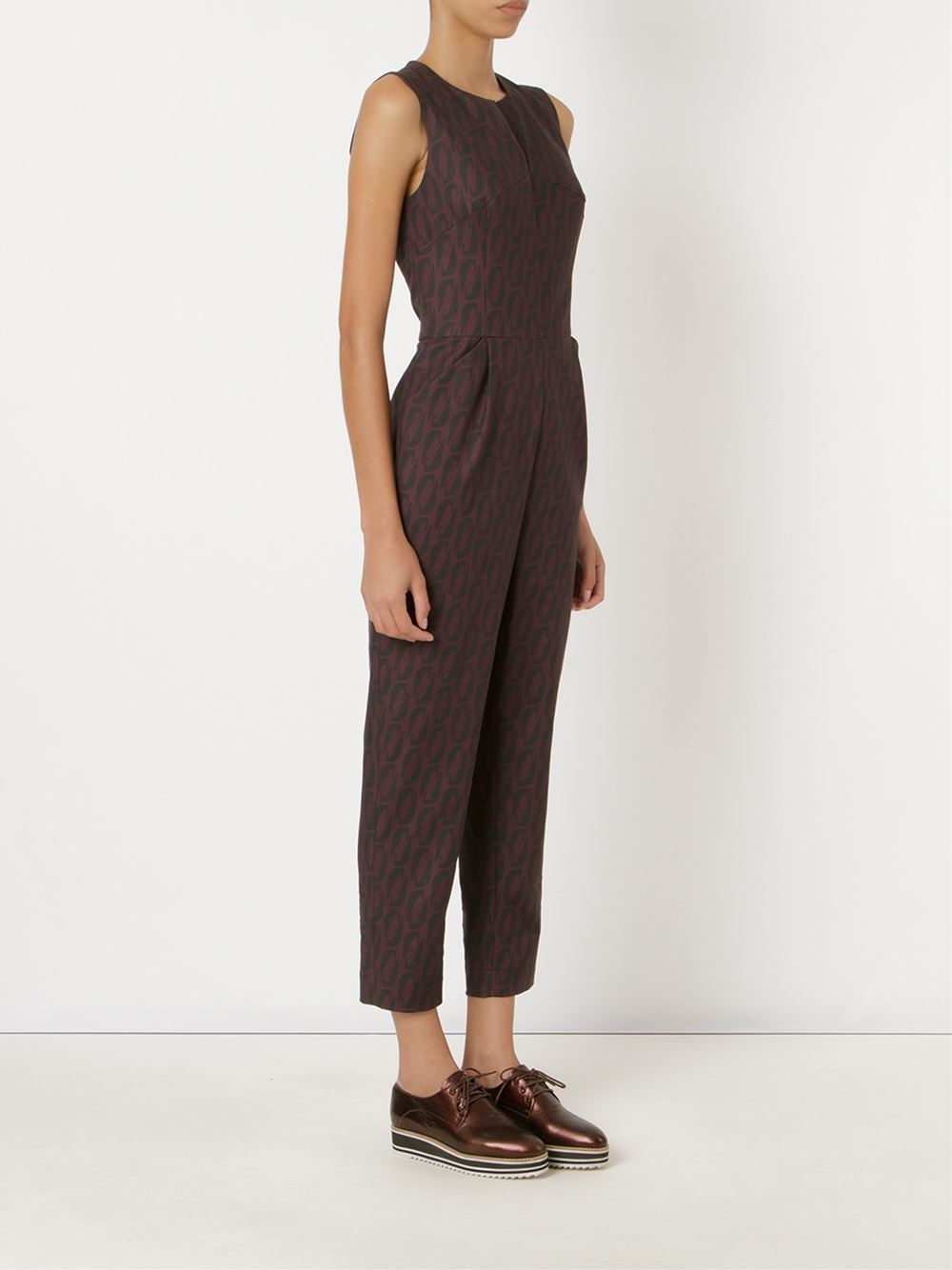 pleated details printed jumpsuit