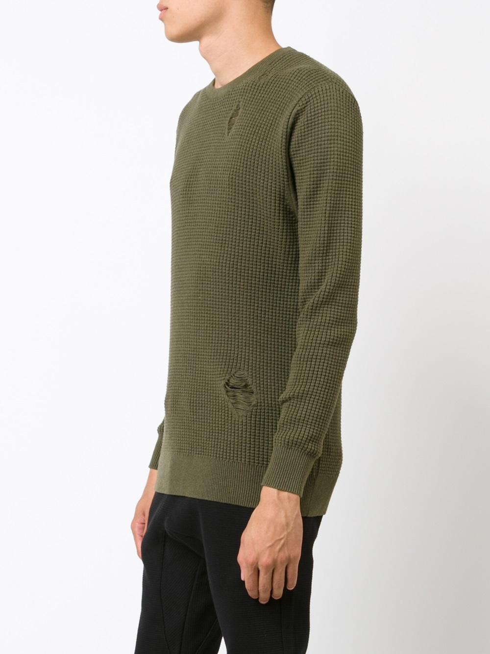 waffle knit crew sweatshirt