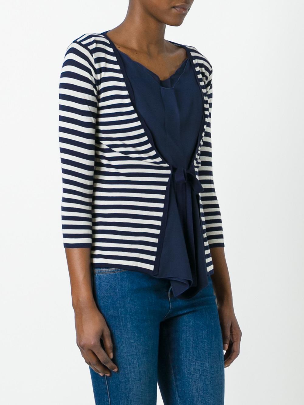 tied front striped blouse