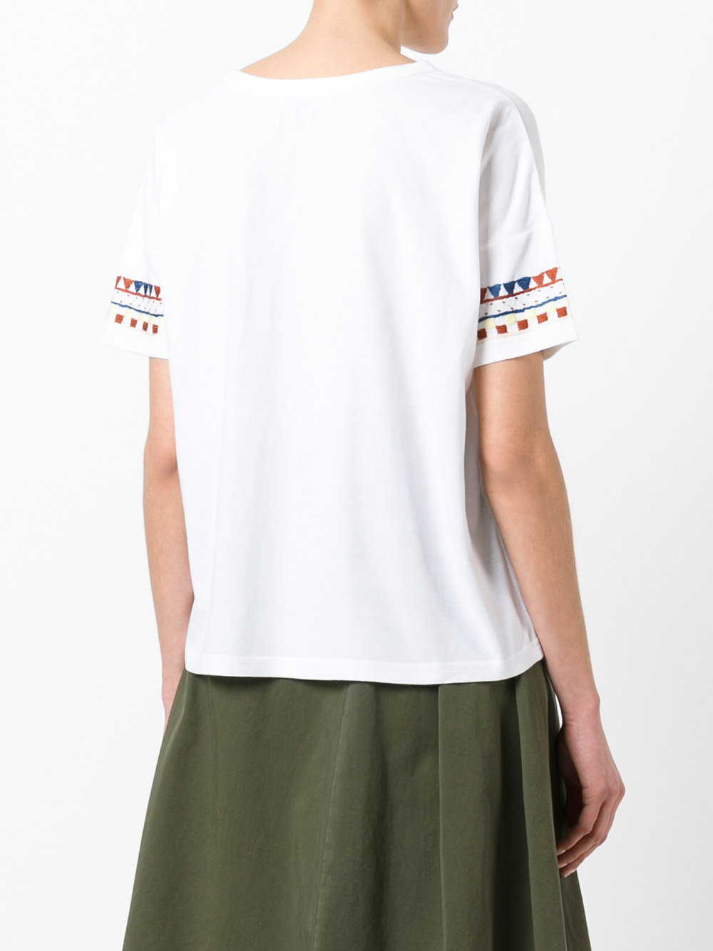 patterned trim T-shirt