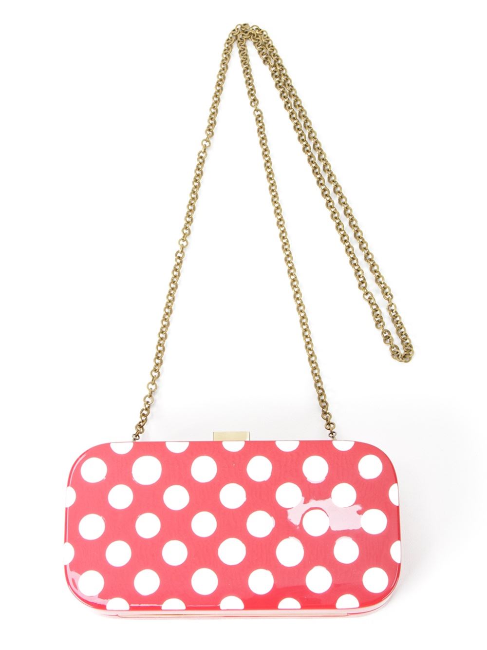 polka dot enamelled clutch