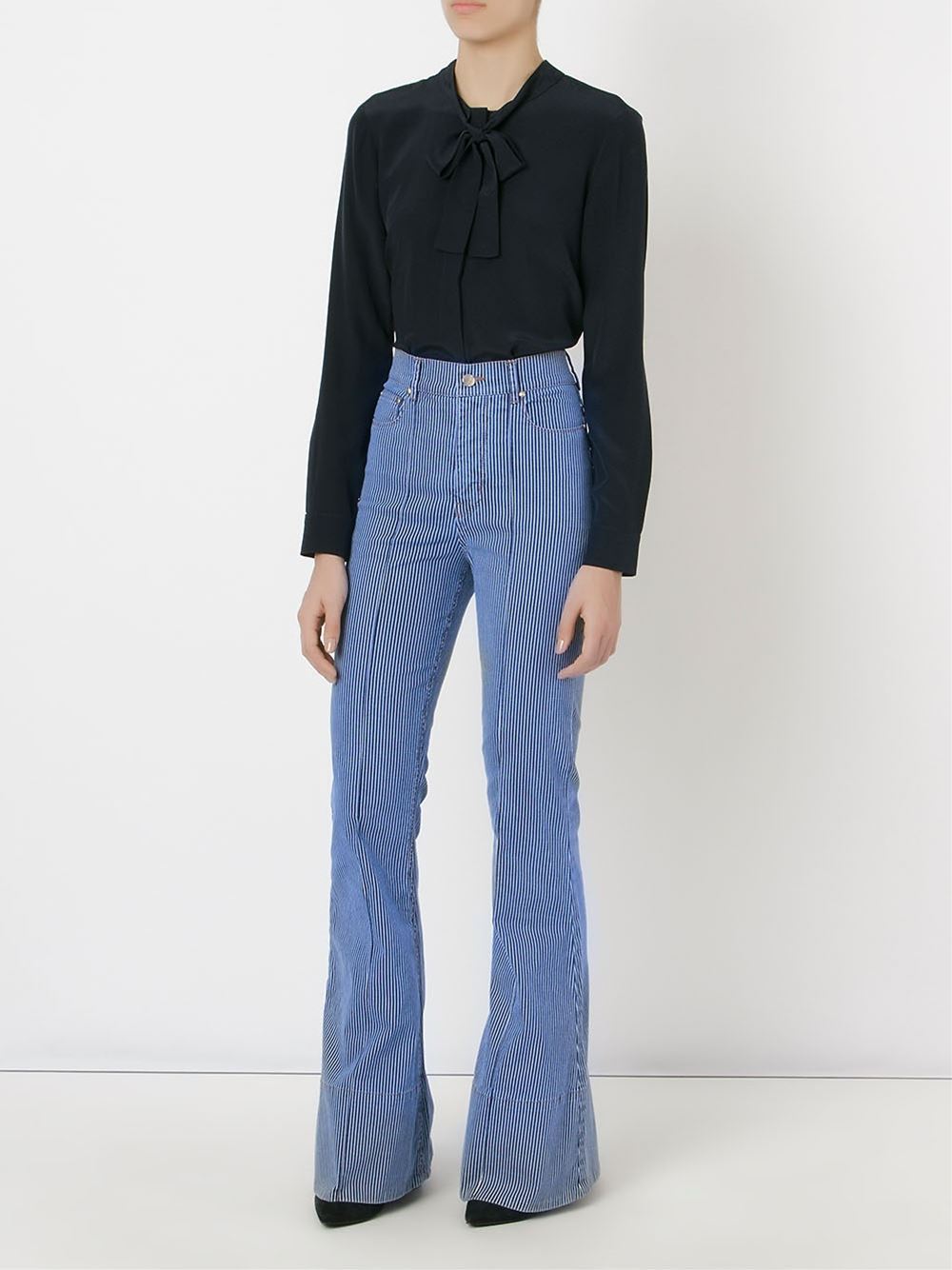 stripped high waist flared jeans