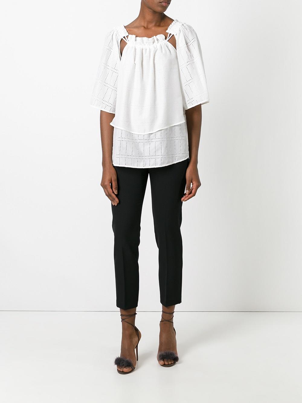 ruffled shift blouse