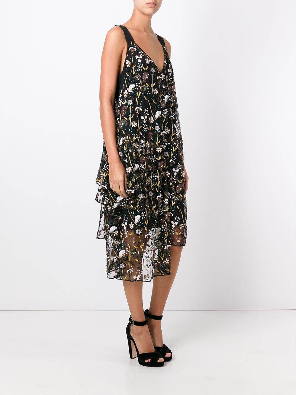 floral embellished mid-length dress